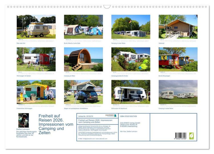Produktbild: Freiheit auf Reisen 2026. Impressionen vom Camping und Zelten (Wandkalender 2026 DIN A2 quer), CALVENDO Monatskalender