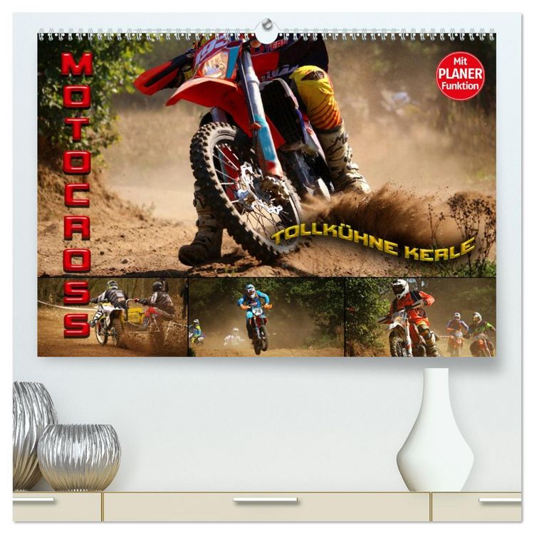 Produktbild: Motocross - tollk&uuml;hne Kerle (hochwertiger Premium Wandkalender 2026 DIN A2 quer), Kunstdruck in Hochglanz