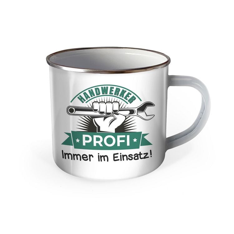 Produktbild: Tr&ouml;tsch Emaille Becher Handwerker Tasse Handwerker Profi Immer im Einsatz