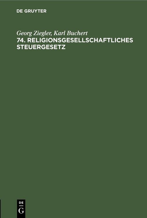 Produktbild: 74. Religionsgesellschaftliches Steuergesetz