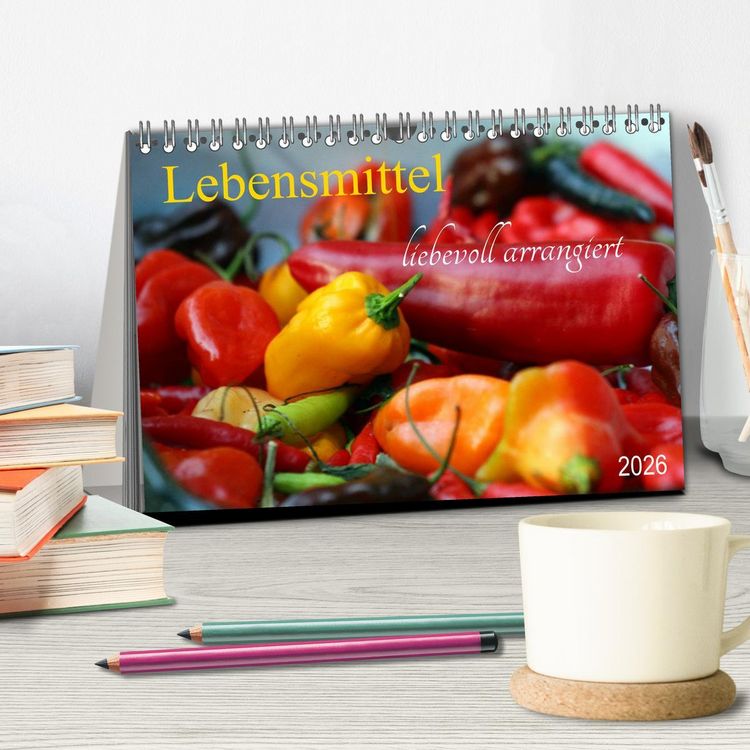 Produktbild: Lebensmittel liebevoll arrangiert (Tischkalender 2026 DIN A5 quer), CALVENDO Monatskalender