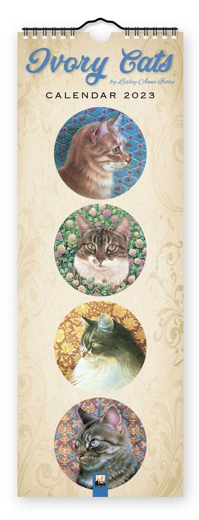 Produktbild: Ivory Cats &ndash; Gemalte Katzen &ndash; Slimline-Kalender 2023