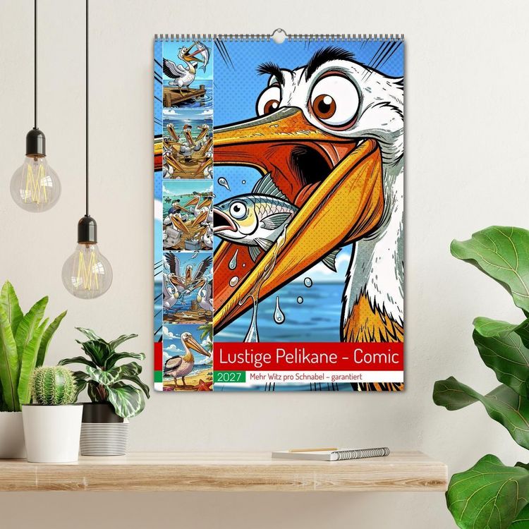 Produktbild: Lustige Pelikane - Comic (Wandkalender 2027 DIN A2 hoch), CALVENDO Monatskalender