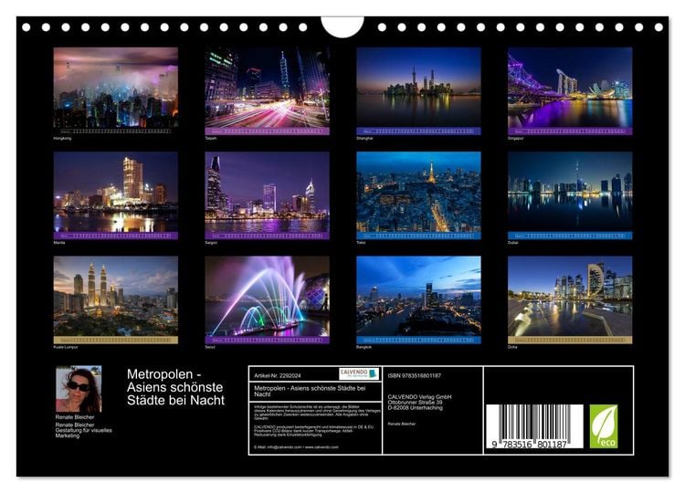 Produktbild: Metropolen - Asiens sch&ouml;nste St&auml;dte bei Nacht (Wandkalender 2027 DIN A4 quer), CALVENDO Monatskalender