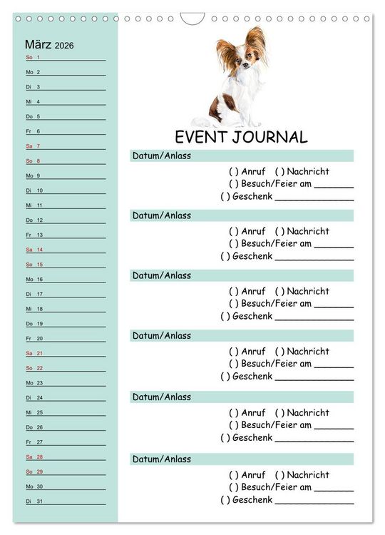 Produktbild: B-DAY PLANER - Aquarell Hunderassen - F&uuml;r Termine, Geschenke, Eventdetails & mehr (Wandkalender 2026 DIN A3 hoch), CALVENDO Monatskalender