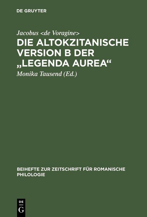 Produktbild: Die altokzitanische Version B der "Legenda aurea"