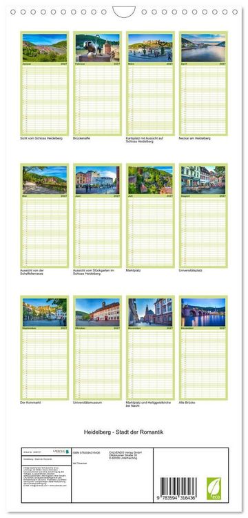 Produktbild: Familienplaner 2027 - Heidelberg - Stadt der Romantik mit 5 Spalten (Wandkalender, 21 x 45 cm) CALVENDO