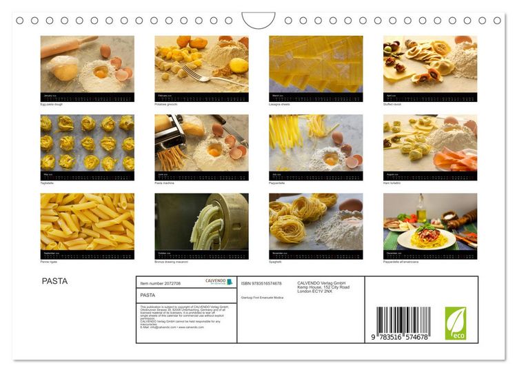 Produktbild: PASTA (Wall Calendar 2026 DIN A4 landscape), CALVENDO 12 Month Wall Calendar
