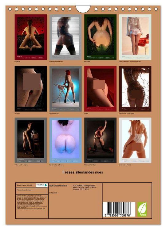 Produktbild: Fesses allemandes nues (Calendrier mural 2027 DIN A4 horizontal), CALVENDO calendrier mensuel