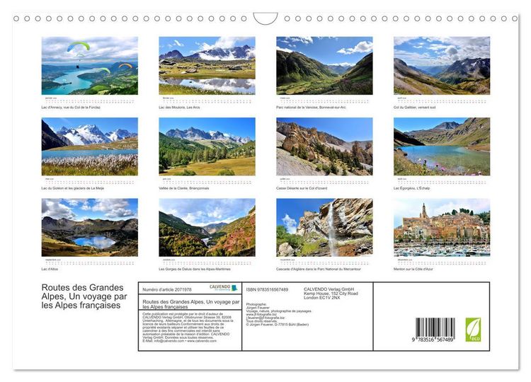 Produktbild: Routes des Grandes Alpes, Un voyage par les Alpes fran&ccedil;aises (Calendrier mural 2026 DIN A3 vertical), CALVENDO calendrier mensuel