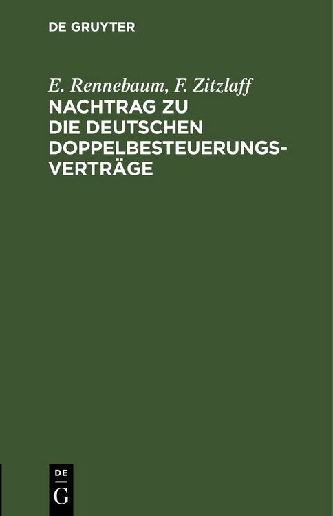 Produktbild: Nachtrag zu Die deutschen Doppelbesteuerungsvertr&auml;ge