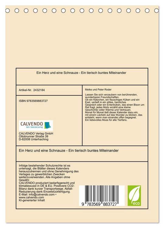 Produktbild: Ein Herz und eine Schnauze - Ein tierisch buntes Miteinander (Tischkalender 2027 DIN A5 hoch), CALVENDO Monatskalender