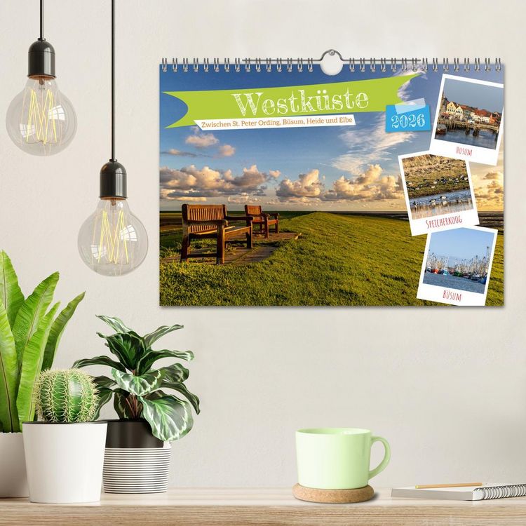 Produktbild: Westk&uuml;ste - Zwischen St. Peter Ording, B&uuml;sum und Elbe (Wandkalender 2026 DIN A4 quer), CALVENDO Monatskalender