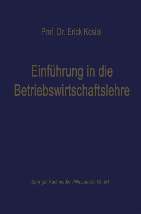 Produktbild: Einf&uuml;hrung in die Betriebswirtschaftslehre