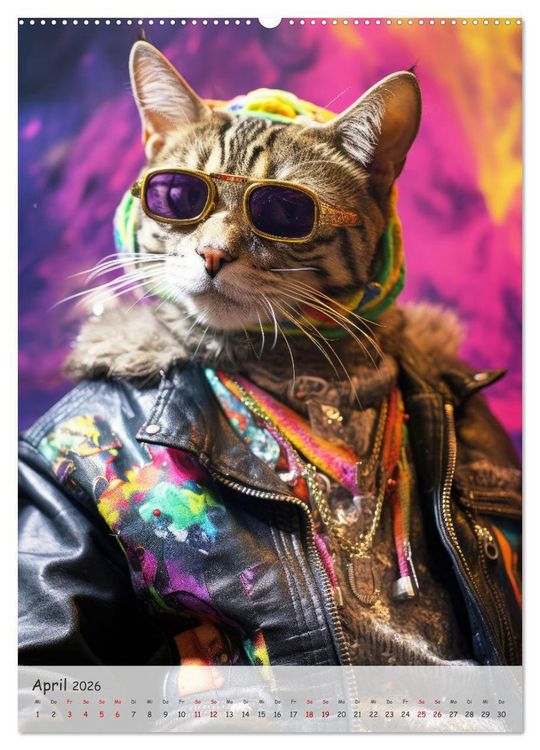 Produktbild: Katzen im lustigen Gangsterlook (hochwertiger Premium Wandkalender 2026 DIN A2 hoch), Kunstdruck in Hochglanz