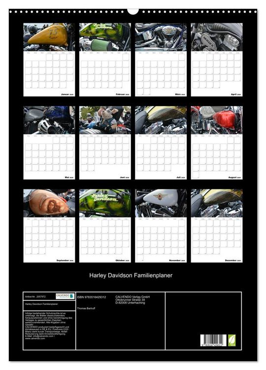 Produktbild: Harley Davidson Familienplaner (Wandkalender 2026 DIN A2 hoch), CALVENDO Monatskalender