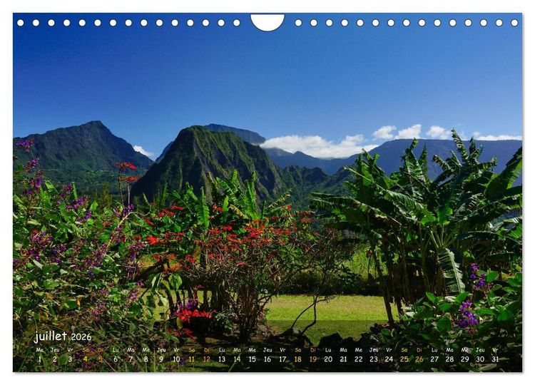 Produktbild: La R&egrave;union - C&ocirc;tes fantastiques et paysage montagneux (Calendrier mural 2026 DIN A4 vertical), CALVENDO calendrier mensuel