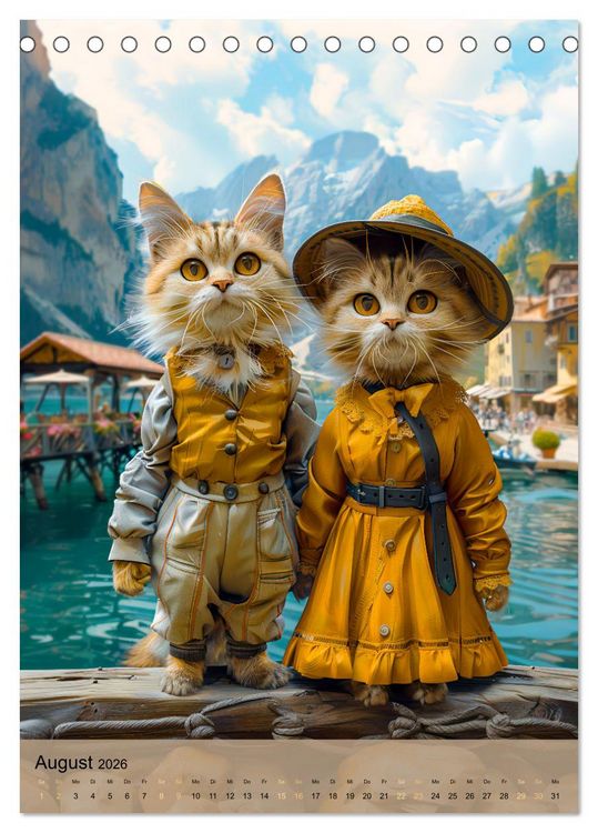 Produktbild: Katzen auf Abenteuerreise - Globetrotter-Katzen entdecke ferne Kulturen (Tischkalender 2026 DIN A5 hoch), CALVENDO Monatskalender