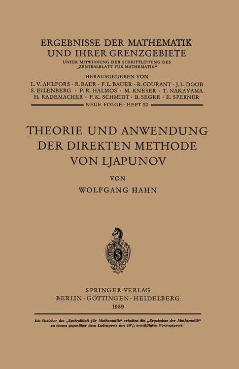 Produktbild: Theorie und Anwendung der direkten Methode von Ljapunov