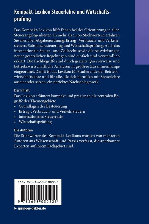 Produktbild: Kompakt-Lexikon Steuerlehre und Wirtschaftspr&uuml;fung
