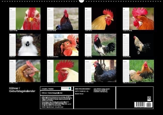 Produktbild: H&uuml;hner / Geburtstagskalender (Wandkalender immerw&auml;hrend DIN A2 quer)