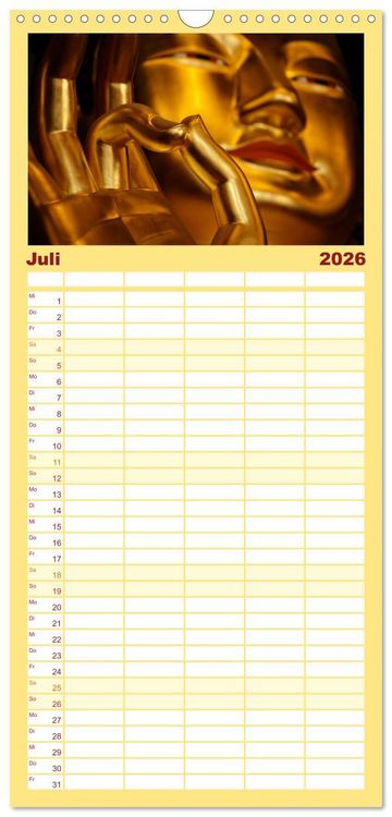 Produktbild: Familienplaner 2026 - Siddhartha Gautama - Buddha mit 5 Spalten (Wandkalender, 21 x 45 cm) CALVENDO