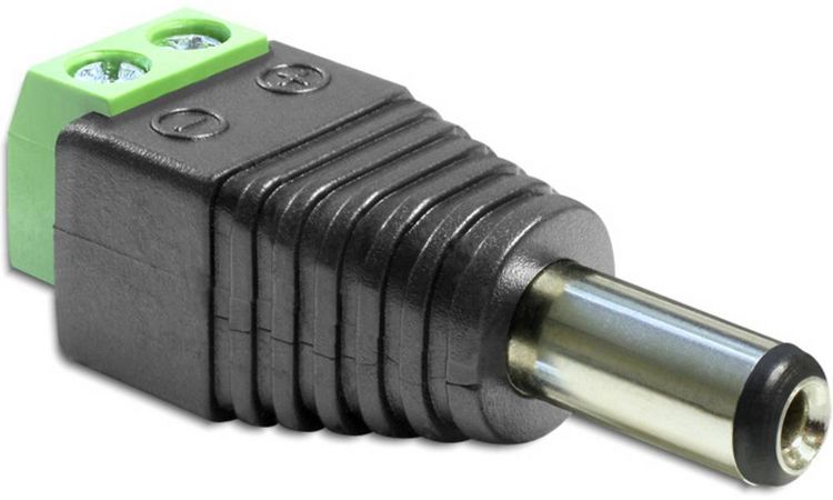 Produktbild: Delock 65487 DC (Strom) Adapter [1x DC-Stecker 5.5mm - 1x 2-polig] Schwarz, Gr&uuml;n