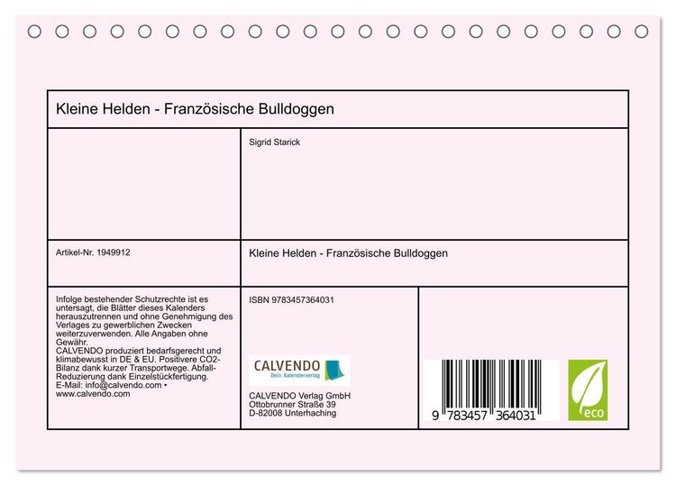 Produktbild: Kleine Helden - Franz&ouml;sische Bulldoggen (Tischkalender 2026 DIN A5 quer), CALVENDO Monatskalender