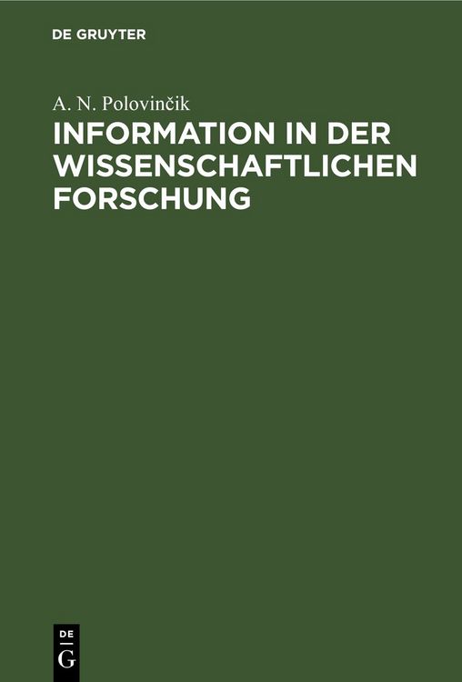 Produktbild: Information in der wissenschaftlichen Forschung