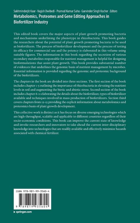 Produktbild: Metabolomics, Proteomes and Gene Editing Approaches in Biofertilizer Industry