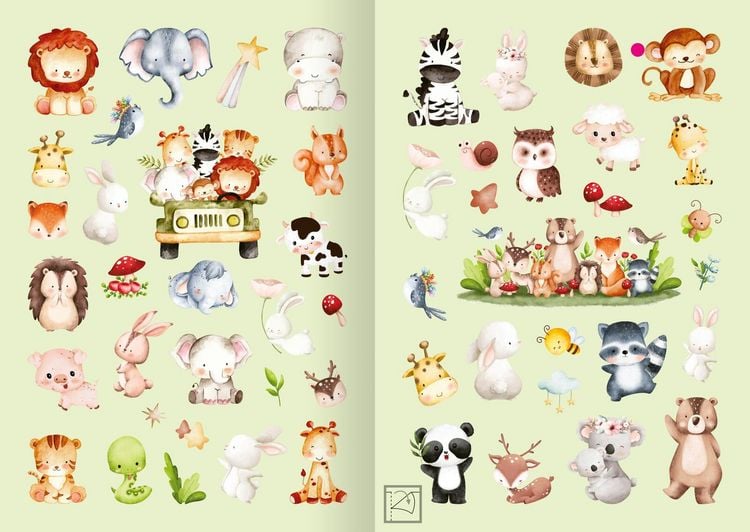 Produktbild: Meine Aquarell-Sticker &ndash; Tierkinder