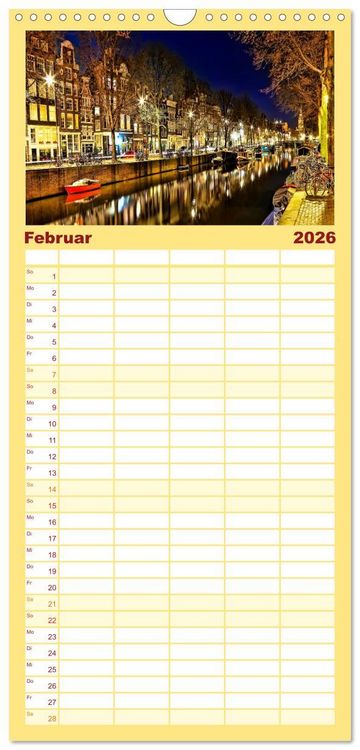 Produktbild: Familienplaner 2026 - Amsterdam - Venedig des Nordens mit 5 Spalten (Wandkalender, 21 x 45 cm) CALVENDO