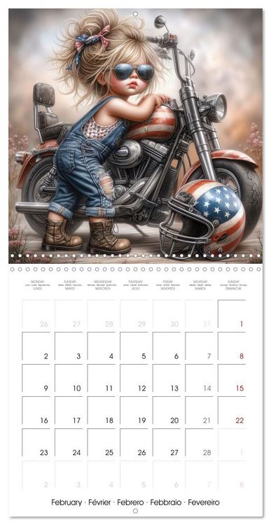 Produktbild: Born to Ride - Cool toddler girls and Motorbikes (Wall Calendar 2026 12 &times; 12 Inch) CALVENDO 12 Month Wall Calendar