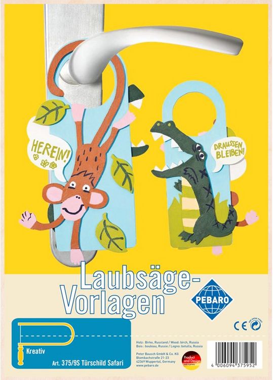 Produktbild: PEBARO 375/9S - Laubs&auml;gevorlage T&uuml;rschild Safari, 1 Platte, Gr&ouml;&szlig;e DIN A4