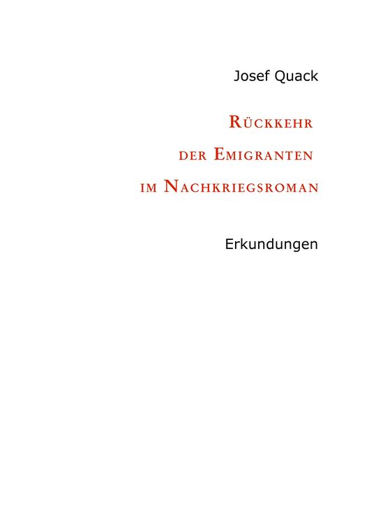 Produktbild: R&uuml;ckkehr der Emigranten im Nachkriegsroman