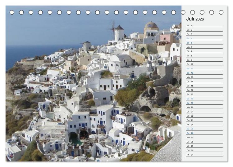 Produktbild: SANTORINI - Idyll auf dem Vulkan (Tischkalender 2026 DIN A5 quer), CALVENDO Monatskalender