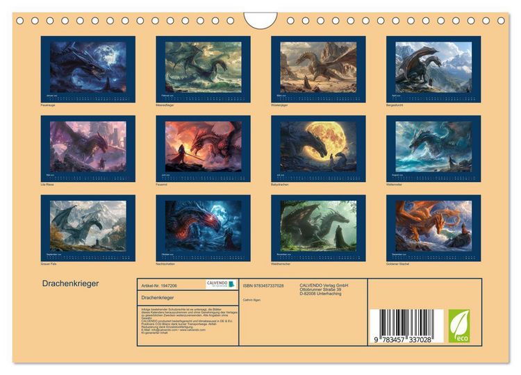 Produktbild: Drachenkrieger (Wandkalender 2026 DIN A4 quer), CALVENDO Monatskalender