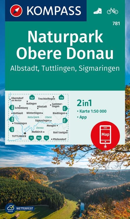 Produktbild: KOMPASS Wanderkarte 781 Naturpark Obere Donau - Albstadt - Tuttlingen - Sigmaringen 1:50.000