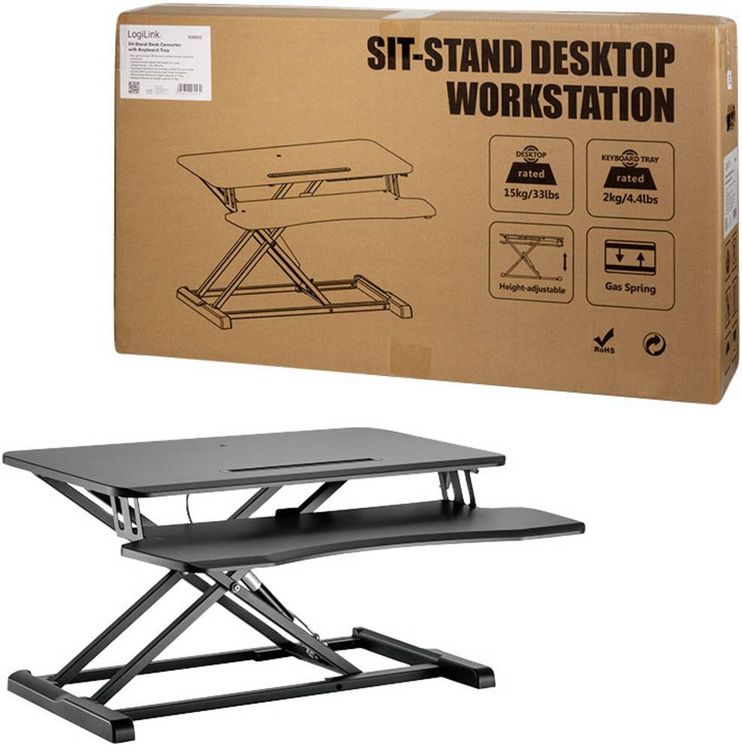 Produktbild: LogiLink EO0033 Sitz-Steh-Schreibtischaufsatz H&ouml;hen-Bereich: 100 bis 505mm Schwarz