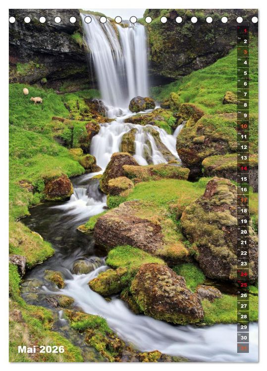Produktbild: Wasserf&auml;lle auf Island (Tischkalender 2026 DIN A5 hoch), CALVENDO Monatskalender