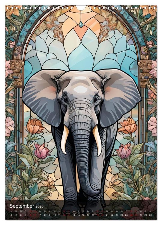 Produktbild: Wildtiere und Glaskunst im Tiffany Stil (Wandkalender 2026 DIN A3 hoch), CALVENDO Monatskalender