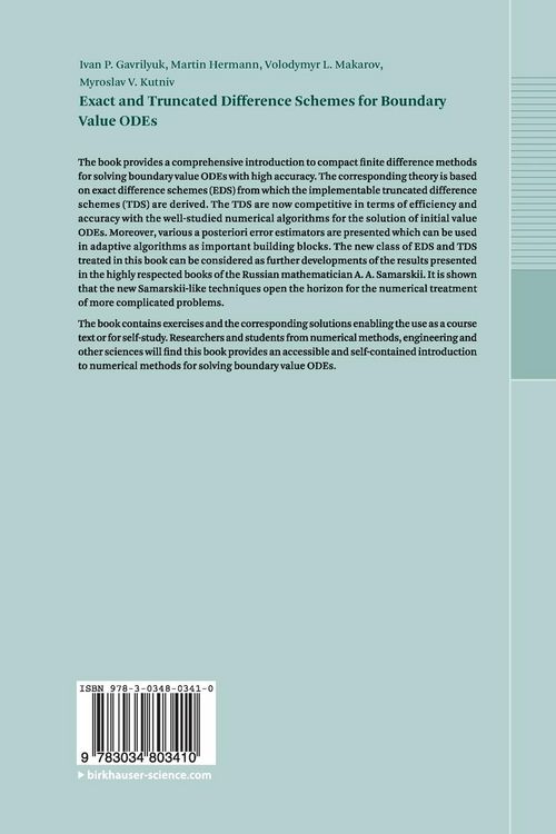 Produktbild: Exact and Truncated Difference Schemes for Boundary Value ODEs