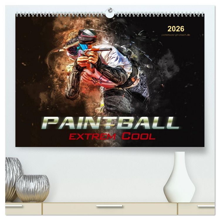 Produktbild: Paintball - extrem cool (hochwertiger Premium Wandkalender 2026 DIN A2 quer), Kunstdruck in Hochglanz