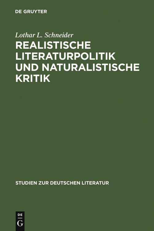 Produktbild: Realistische Literaturpolitik und naturalistische Kritik