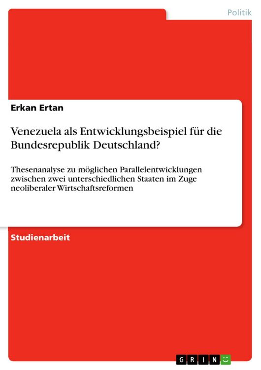 Produktbild: Venezuela als Entwicklungsbeispiel f&uuml;r die Bundesrepublik Deutschland?