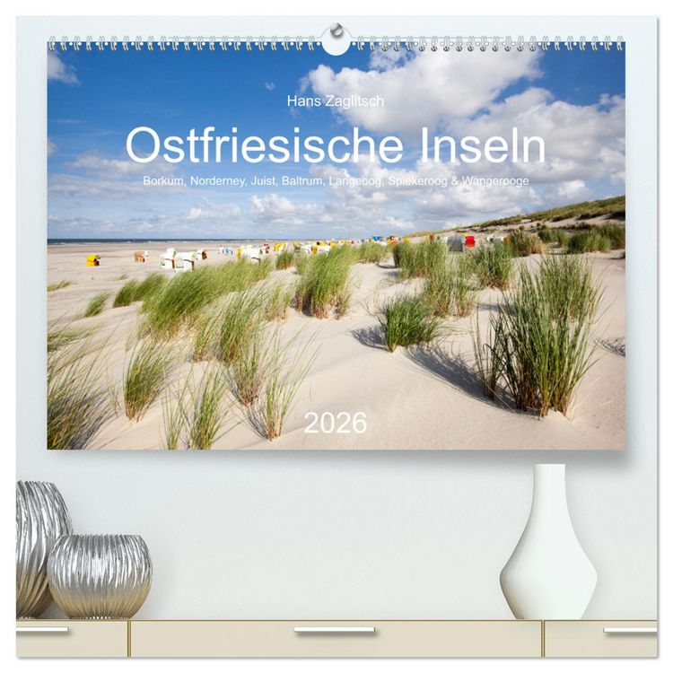 Produktbild: Ostfriesische Inseln - Borkum, Norderney, Juist, Baltrum, Langeoog, Spiekeroog, Wangerooge (hochwertiger Premium Wandkalender 2026 DIN A2 quer), Kunstdruck in Hochglanz