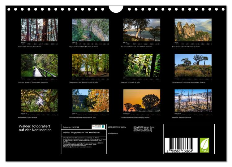 Produktbild: W&auml;lder, fotografiert auf vier Kontinenten (Wandkalender 2026 DIN A4 quer), CALVENDO Monatskalender