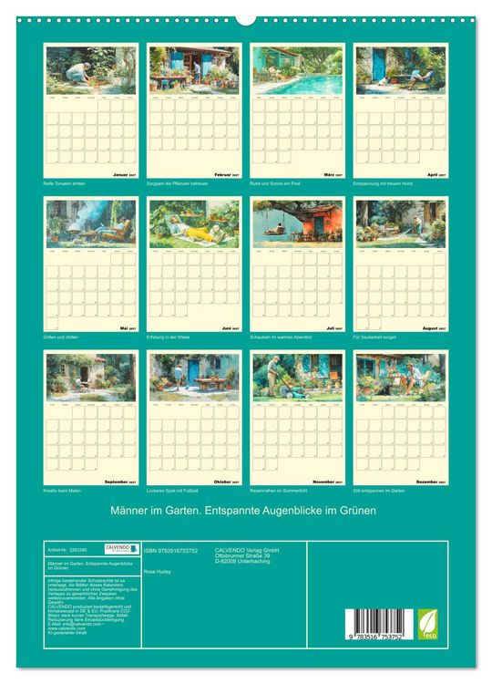 Produktbild: M&auml;nner im Garten. Entspannte Augenblicke im Gr&uuml;nen (hochwertiger Premium Wandkalender 2027 DIN A2 hoch), Kunstdruck in Hochglanz