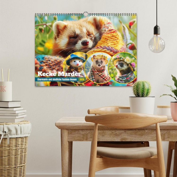 Produktbild: Kecke Marder. Charmante und niedliche Fashion-Ikonen (Wandkalender 2026 DIN A3 quer), CALVENDO Monatskalender