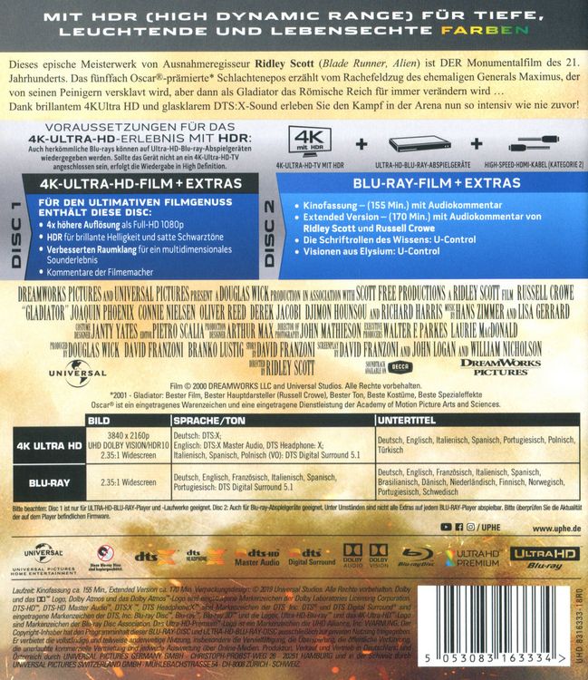Produktbild: Gladiator (4K Ultra HD) (+ Blu-ray 2D)